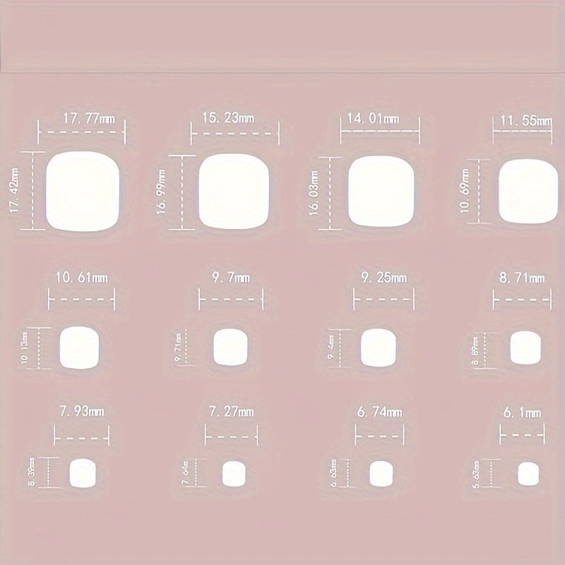 144 Piece Luxe Pink Press-On Nails & Toenails Set - Blue Purple White Glossy Square French Tips With Sparkling Rhinestones, Flower Perfect For Women And Girls
