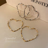 2 Pairs Of Elegant Simple Style Heart Shaped Hoop Earrings, Fashionable Women's Everyday Casual Gifts