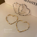 2 Pairs Of Elegant Simple Style Heart Shaped Hoop Earrings, Fashionable Women's Everyday Casual Gifts
