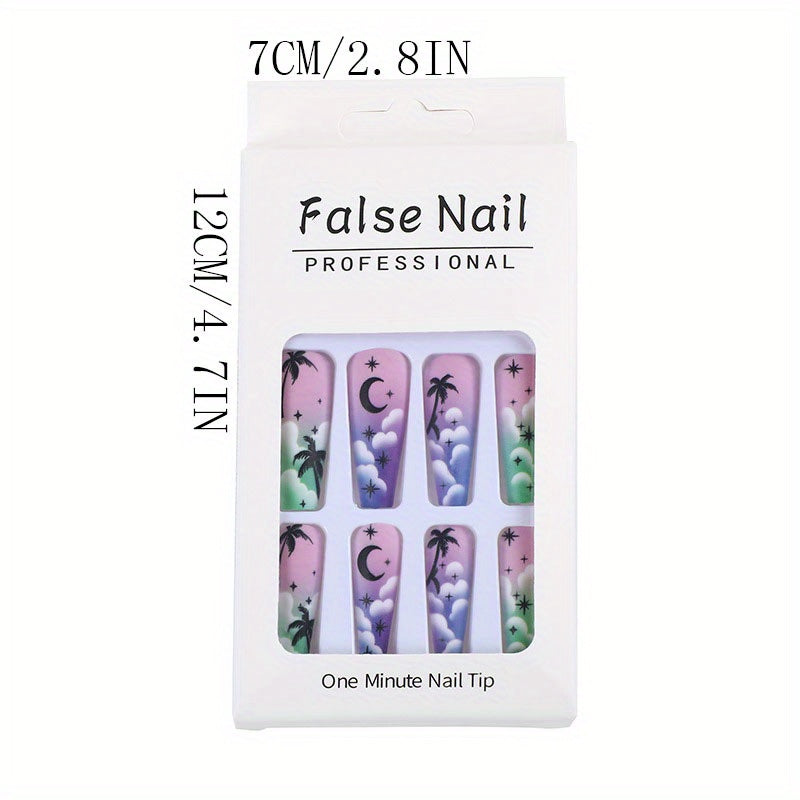 144pcs Rainbow French Ballet Press On Nails (6 PACK) Gradient Coffin False Nails Summer Colorful Super Long Fake Ballet Nail Yellow Pink Purple Nude Reusable Wear