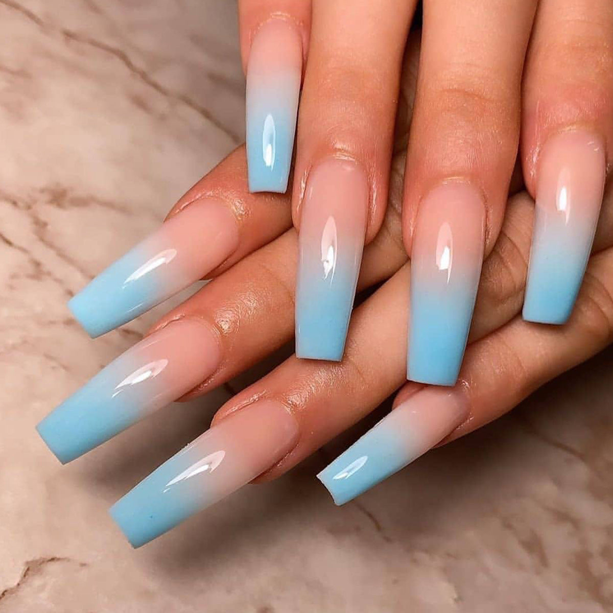 144pcs Rainbow French Ballet Press On Nails (6 PACK) Gradient Coffin False Nails Summer Colorful Super Long Fake Ballet Nail Yellow Pink Purple Nude Reusable Wear