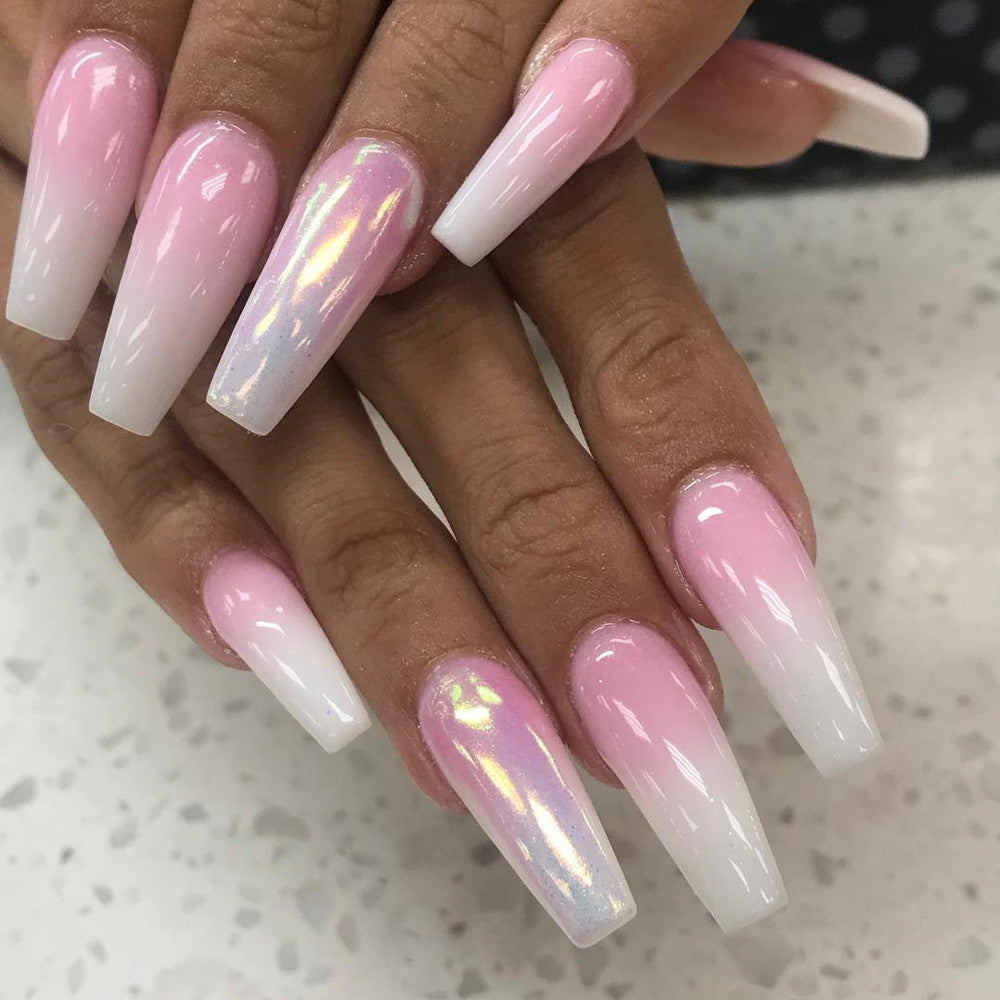 144pcs Rainbow French Ballet Press On Nails (6 PACK) Gradient Coffin False Nails Summer Colorful Super Long Fake Ballet Nail Yellow Pink Purple Nude Reusable Wear