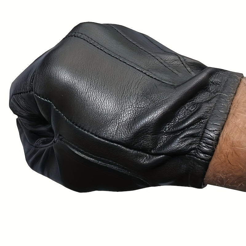 2pcs Men's PU Leather Touchscreen Driving Gloves - Texting Compatible, Hand-Washable, Pull-On Closure, Non-Textile Weave, for Autumn and Winter Warmth