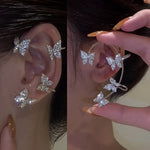 2PCS/Set Butterfly Earrings Ear Cuffs Climber Wrap Around Earrings For Women Fairy Right Left No Piercing Ear Clip Silvery Ear Jewelry Gift
