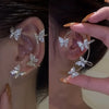 2PCS/Set Butterfly Earrings Ear Cuffs Climber Wrap Around Earrings For Women Fairy Right Left No Piercing Ear Clip Silvery Ear Jewelry Gift