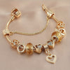1pc Alloy Exquisite Golden Bracelet DIY Color Preserving Plating Fashionable Love Beads Charm Bracelet Valentine's Day Gift Jewelry Accessories