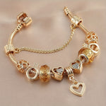 1pc Alloy Exquisite Golden Bracelet DIY Color Preserving Plating Fashionable Love Beads Charm Bracelet Valentine's Day Gift Jewelry Accessories