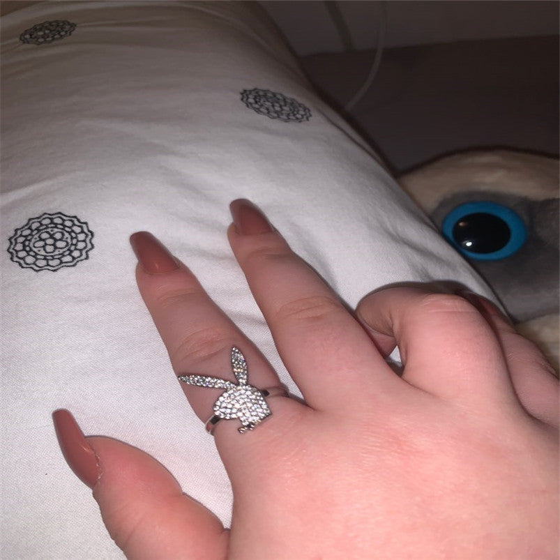 Rabbit Ring - Micro Inlaid Zircon Rock, Hiphop Inspired, Adjustable, European and American Style Ornament, Perfect Holiday Gift