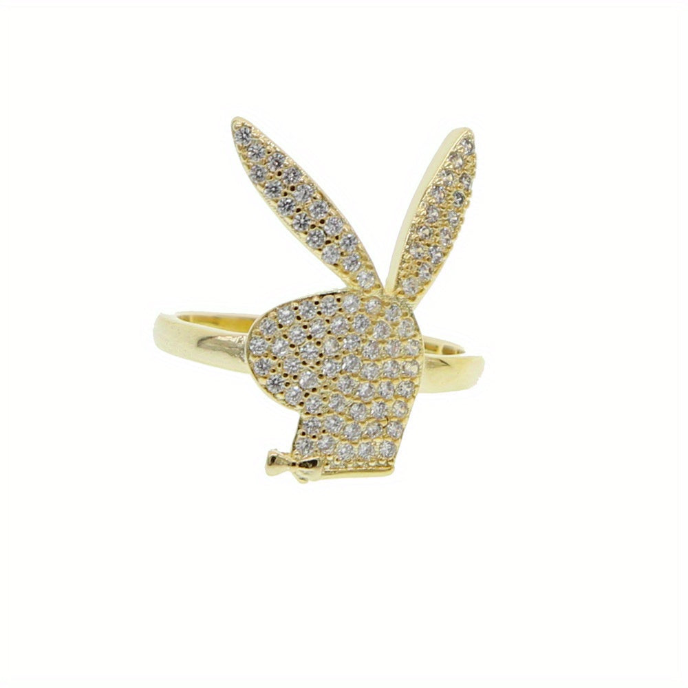Rabbit Ring - Micro Inlaid Zircon Rock, Hiphop Inspired, Adjustable, European and American Style Ornament, Perfect Holiday Gift