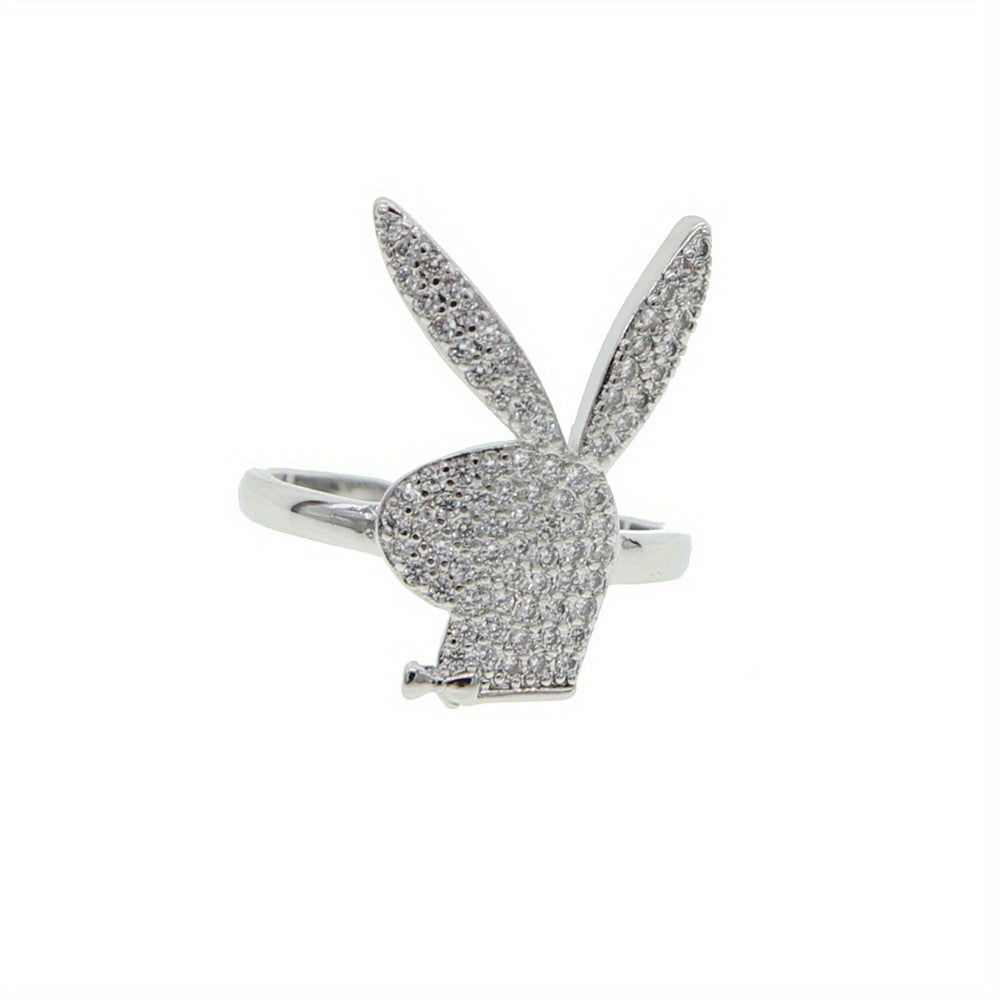 Rabbit Ring - Micro Inlaid Zircon Rock, Hiphop Inspired, Adjustable, European and American Style Ornament, Perfect Holiday Gift
