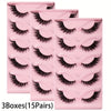 3Boxes (15Pairs) Cat Eye False Eyelashes, Natural Long Manga Lashes With Winged Ends For Extended Eye Look