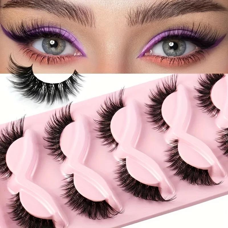 3Boxes (15Pairs) Cat Eye False Eyelashes, Natural Long Manga Lashes With Winged Ends For Extended Eye Look