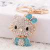 Sanrio Cartoon Cat Keychain, Rhinestone-Encrusted Alloy Metal, Ladies Fashion Key Ring, Single Piece, Valentine'S Day Gift, Decorative Bag & Car Charm with Ring Buckle