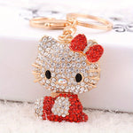 Cartoon Cat Rhinestone Keychain – Sparkling Alloy Metal Key Ring with Ring Buckle, Cute Bag & Car Charm for Women, Valentine’s Day Gift Idea