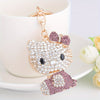 Sanrio Cartoon Cat Keychain, Rhinestone-Encrusted Alloy Metal, Ladies Fashion Key Ring, Single Piece, Valentine'S Day Gift, Decorative Bag & Car Charm with Ring Buckle