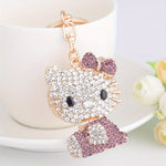 Sanrio Cartoon Cat Keychain, Rhinestone-Encrusted Alloy Metal, Ladies Fashion Key Ring, Single Piece, Valentine'S Day Gift, Decorative Bag & Car Charm with Ring Buckle