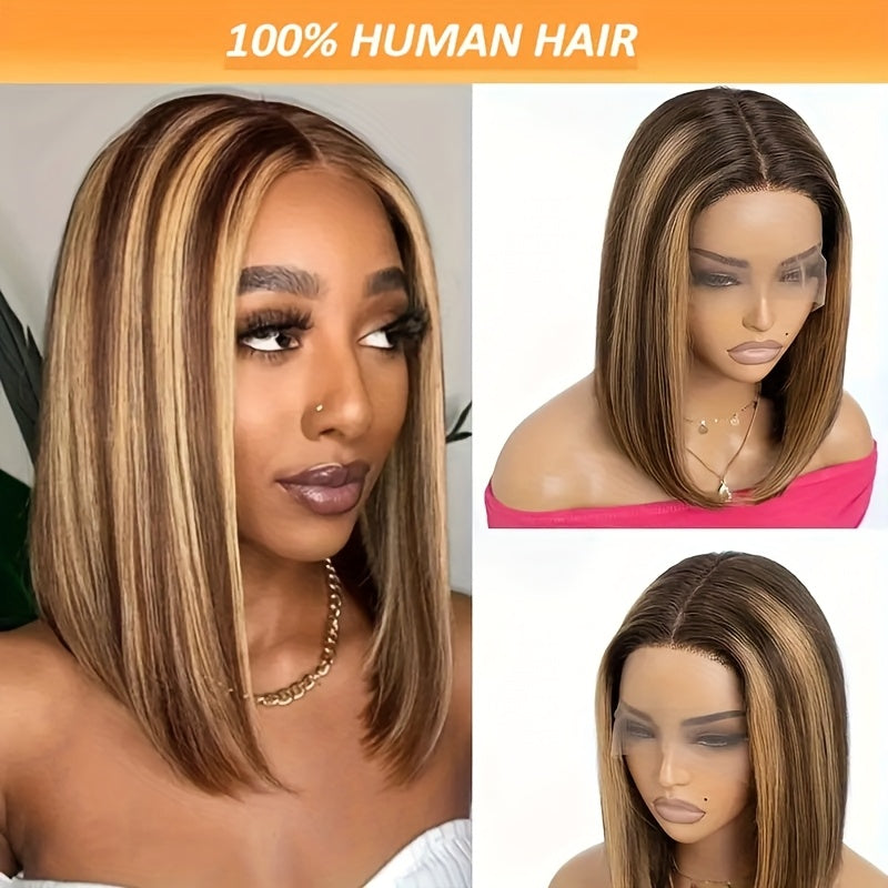 TIMOPOL Bob Wig Human Hair Glue-Free 13x4 Lace Front Wig Human Hair 10-16 "pre-drawn High Definition Clear Lace 150% Density Short Bob Wig for Women