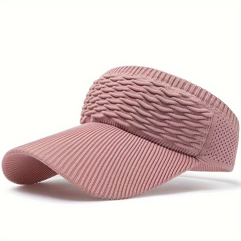[Lightweight Knit] Women's Lightweight Knit Sun Visor Hat - Breathable & Elastic Polyester - Ideal for Running & Outdoor Activities