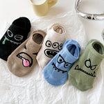 5 Pairs of Cartoon Print Socks, Funny Breathable Low Cut Ankle Socks, Women's Stockings and Socks