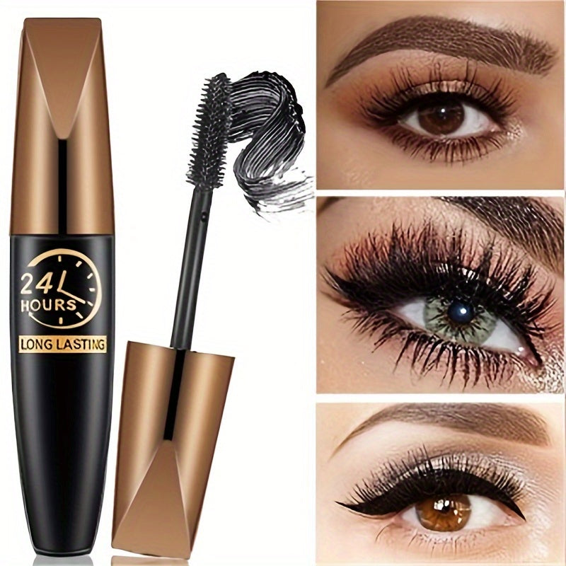 2Pcs 8D Silk Fiber Waterproof Mascara - Long-lasting, Dramatic Volume, Thickening & Curling for Eyelash Extension, Natural Look, Black