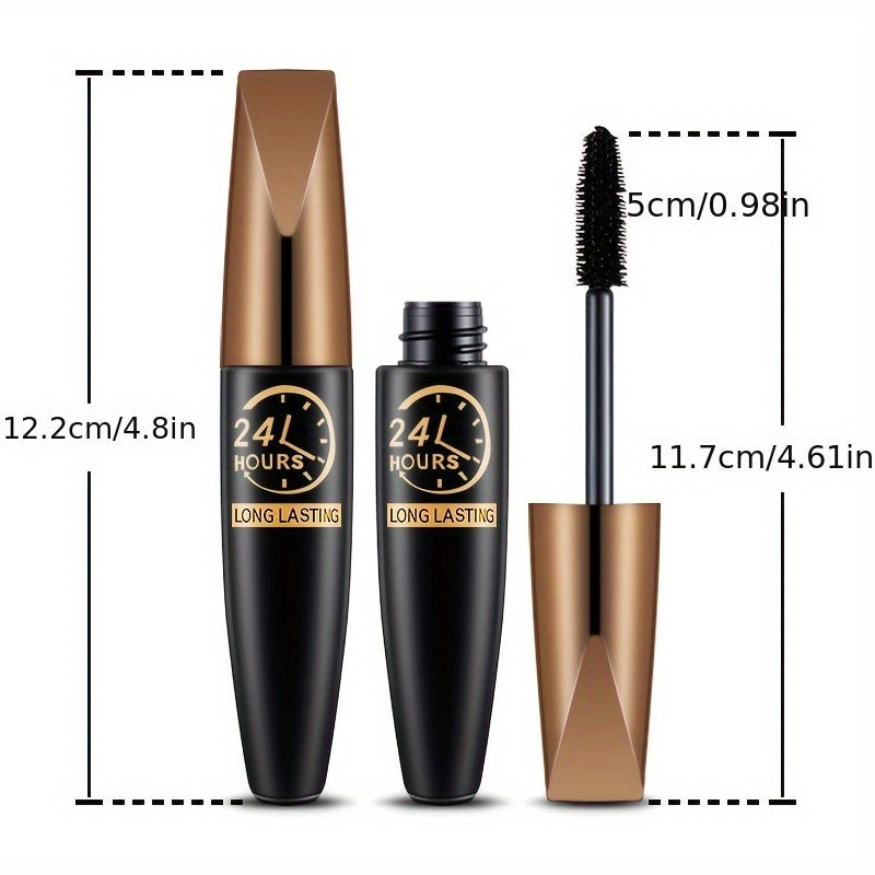 2Pcs 8D Silk Fiber Waterproof Mascara - Long-lasting, Dramatic Volume, Thickening & Curling for Eyelash Extension, Natural Look, Black
