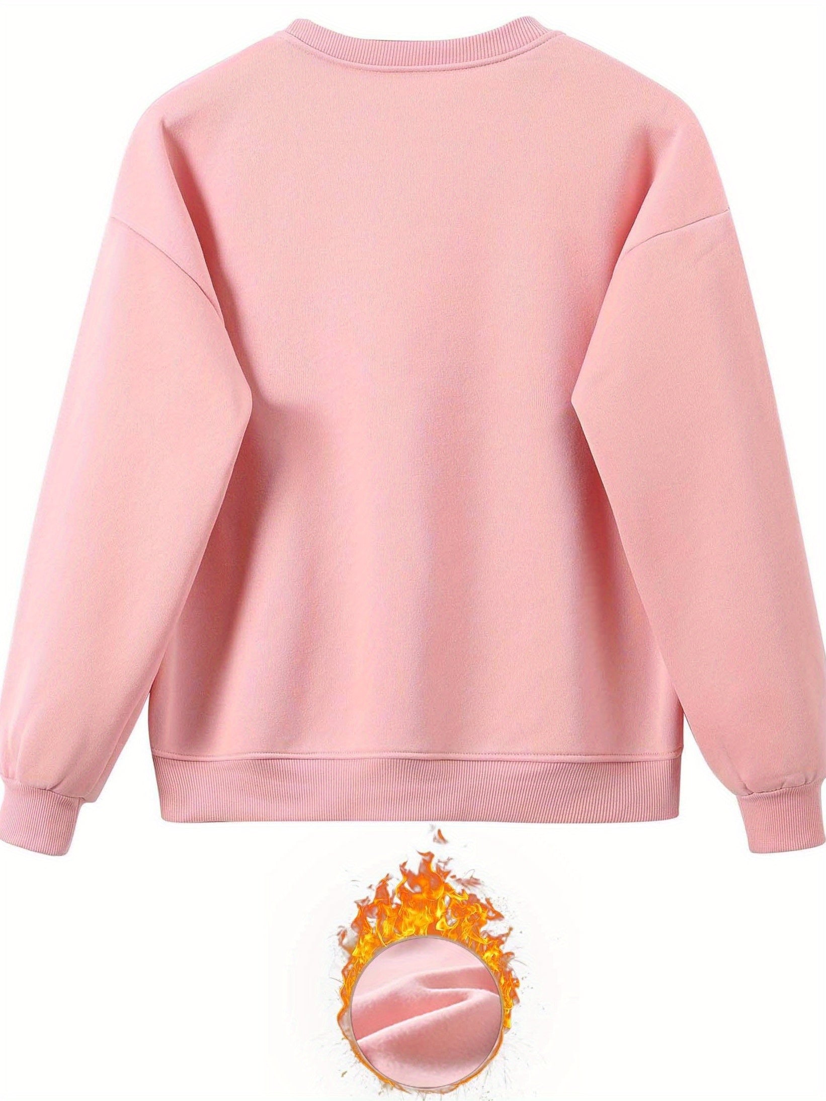 Letter Print Two Piece Set, Crew Neck Sweatshirt & Pants Outfits For Winter & Fall, Women's Clothing
