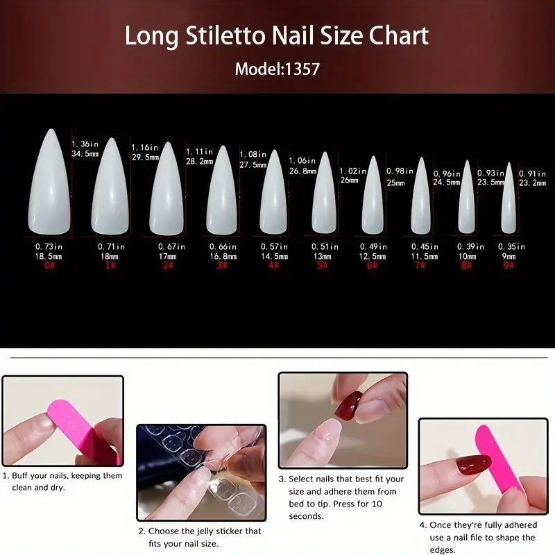96 PCS 4PACK Long Stiletto Glossy Rhinestone Press on Nails with Glue, Bling Glitter French Tip Acrylic Almond Artificial Nails in Nude Pink Stick on False Nails with Design