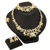 4pcs Women Jewelry Necklace Set 18K Golden Plated Bride Bridesmaid Fashion Zirconia Wedding Jewelry Necklace Earrings Bracelet Ring