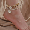 Cross-Border Hot Heart Shape Rhinestone Anklet Suit Personality Simple Titanium Steel Anklet Beach Ornament Ankle Chain