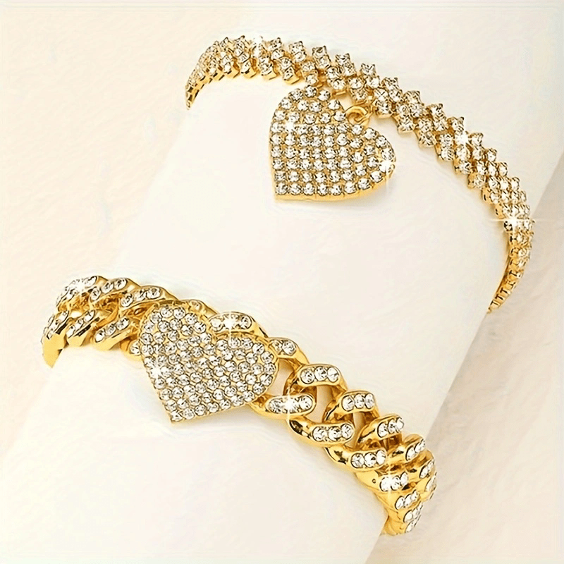 Cross-Border Hot Heart Shape Rhinestone Anklet Suit Personality Simple Titanium Steel Anklet Beach Ornament Ankle Chain