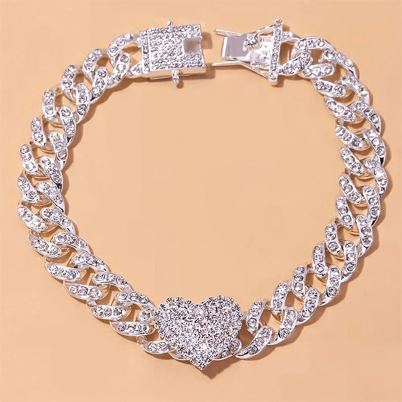 Cross-Border Hot Heart Shape Rhinestone Anklet Suit Personality Simple Titanium Steel Anklet Beach Ornament Ankle Chain