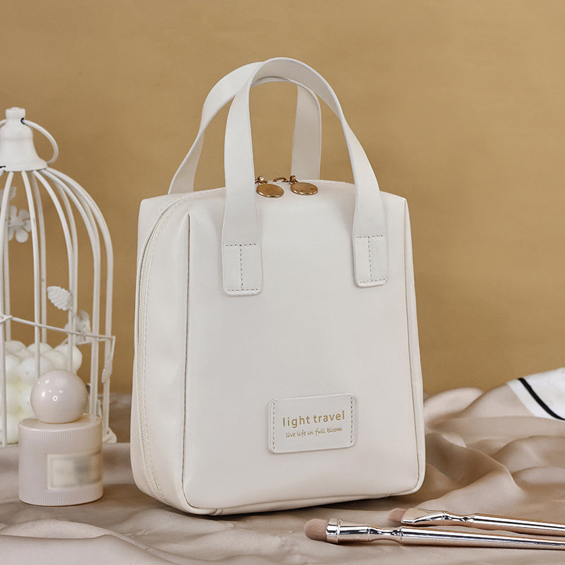 1pc Large Capacity Makeup Bag, Portable Large Opening Makeup Bag, Double Zipper Home Travel Bag