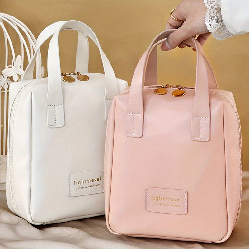 1pc Large Capacity Makeup Bag, Portable Large Opening Makeup Bag, Double Zipper Home Travel Bag