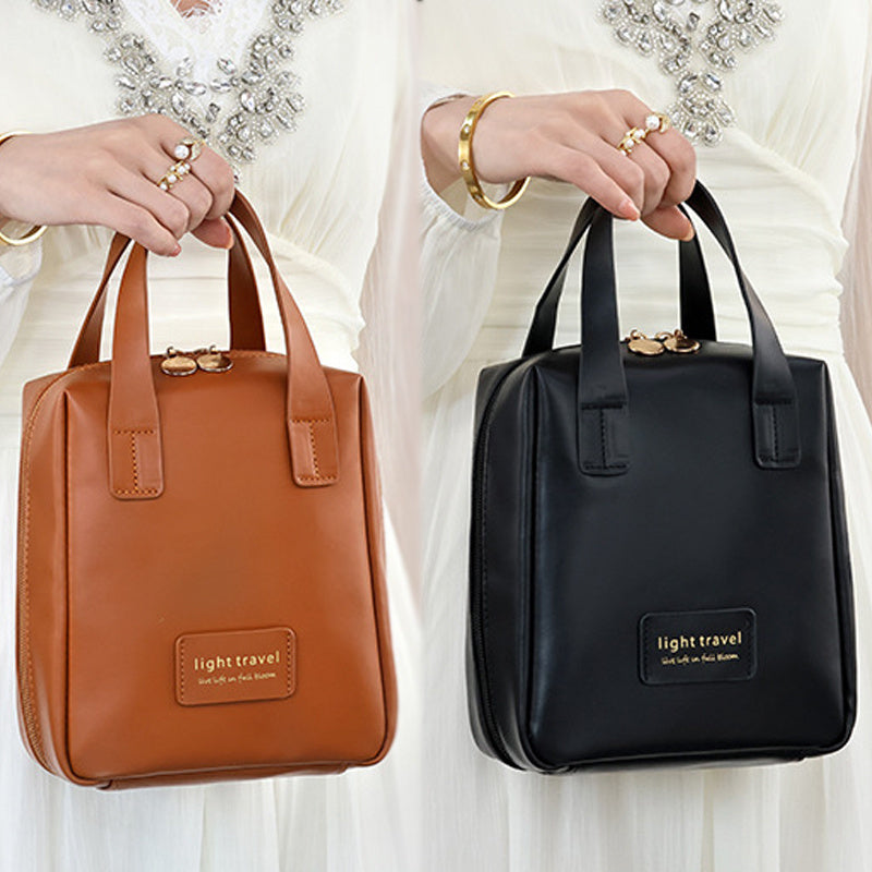 1pc Large Capacity Makeup Bag, Portable Large Opening Makeup Bag, Double Zipper Home Travel Bag