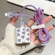 5pcs Colorful Love Data Cable Protection Cover Suitable for iPhone13/14/15 Pro Max, Data Cable Protection Cover with Lanyard, Anti-Breakage, Good-looking and Durable, Gift for Boyfriend/Girlfriend