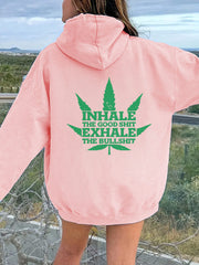 250g Healthy Cloth Pullover Hoodie Classic Art Letter Graphic Print Crew Neck Long Sleeve Pocket Sweatshirt Print Pullover Hoodie For Women Casual, Spring Summer Fall & Winter, Versatile Wardrobe Staple