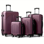 4pcs Set Light Weight Hardside Spinner Wheels Luggage Suitcase, 16in 20in 24in 28in, WITH TSA Lock, Black, 4 In 1 Luggage Sets, Suitable For Different Travel Days