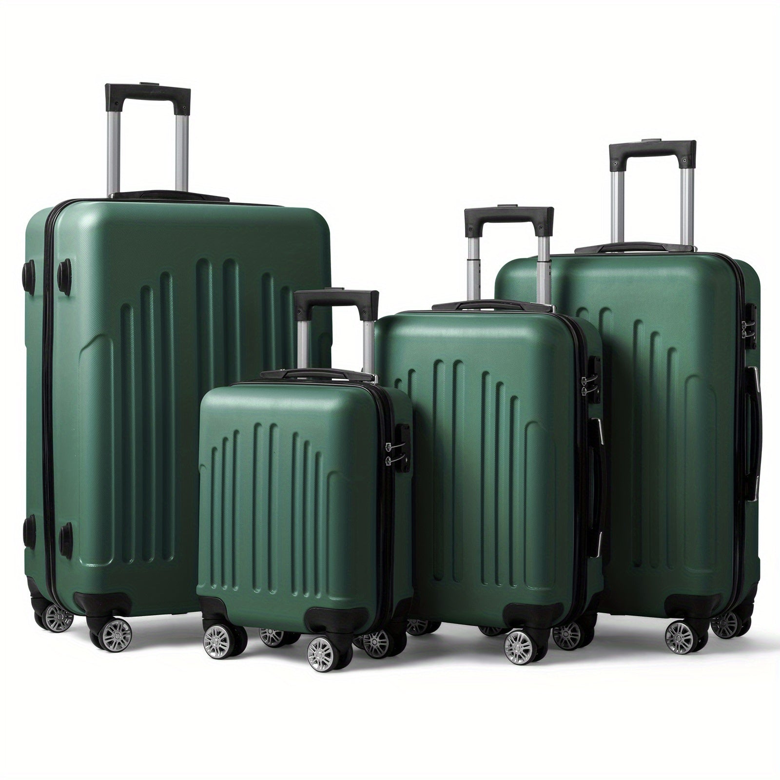 4pcs Set Light Weight Hardside Spinner Wheels Luggage Suitcase, 16in 20in 24in 28in, WITH TSA Lock, Black, 4 In 1 Luggage Sets, Suitable For Different Travel Days