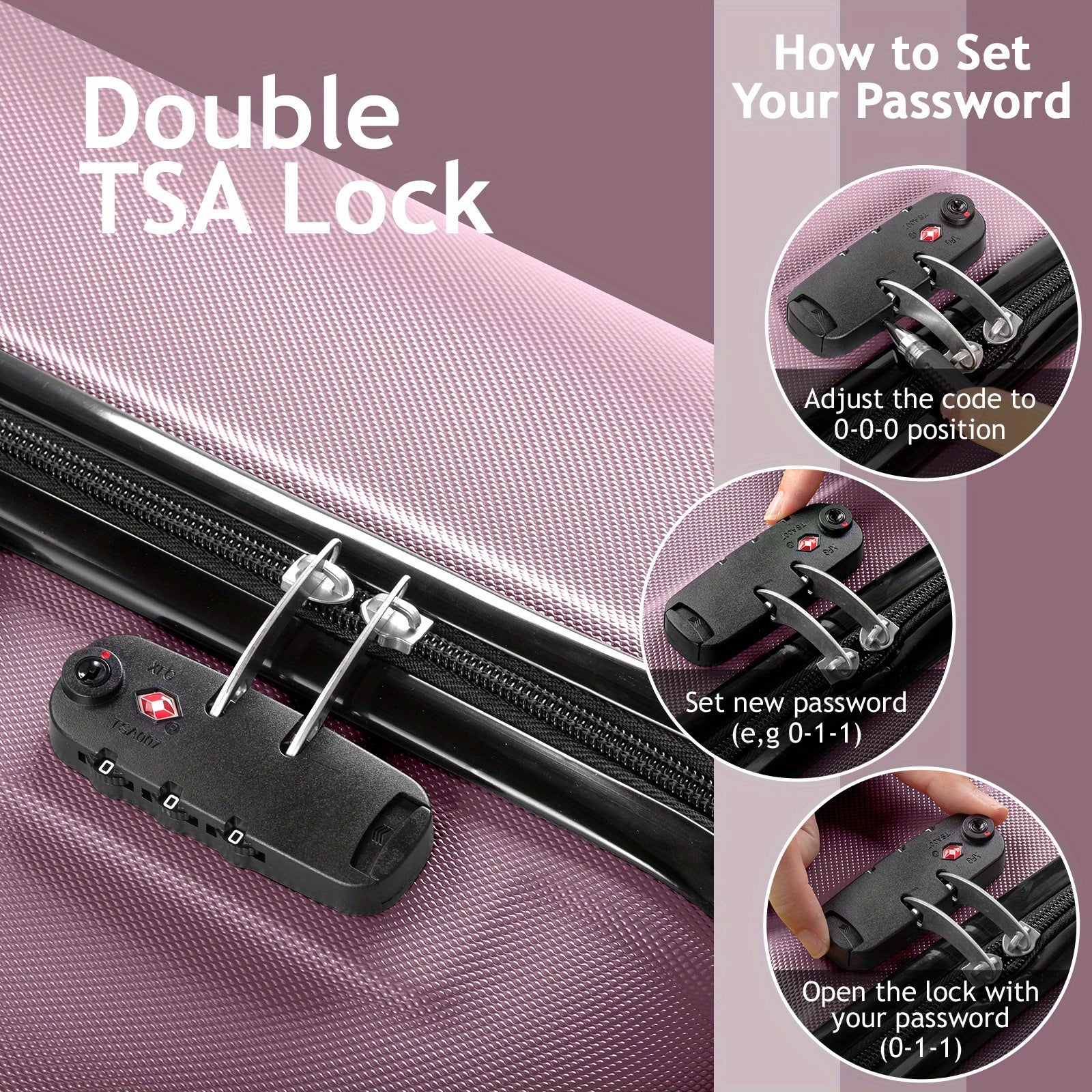 4pcs Set Light Weight Hardside Spinner Wheels Luggage Suitcase, 16in 20in 24in 28in, WITH TSA Lock, Black, 4 In 1 Luggage Sets, Suitable For Different Travel Days