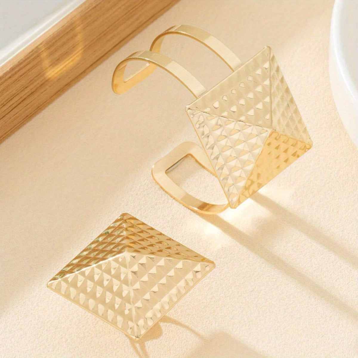 2pcs/ set stylish square geometric bracelet ring Women's jewelry set Valentine's birthday gift