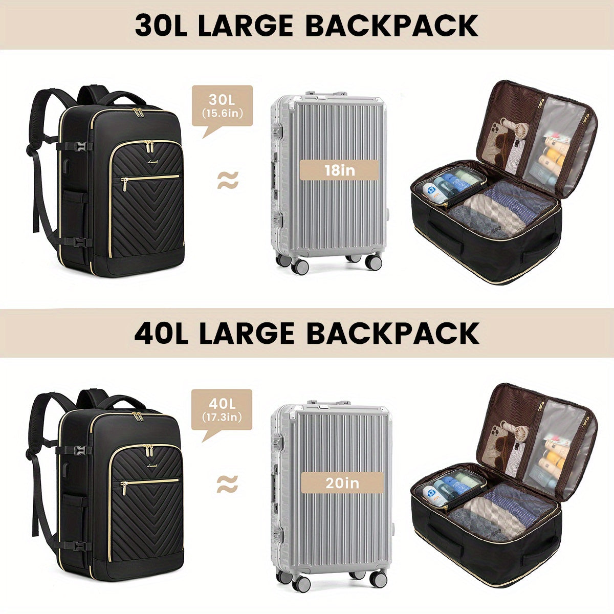 LOVEVOOK Large Travel Backpack for Women, Carry on Backpack Flight Approved with Shoe Bag, Personal Item Backpack Travel Bag with 2 Storage Containers, TSA Fit 17inch Laptop Luggage with USB Port