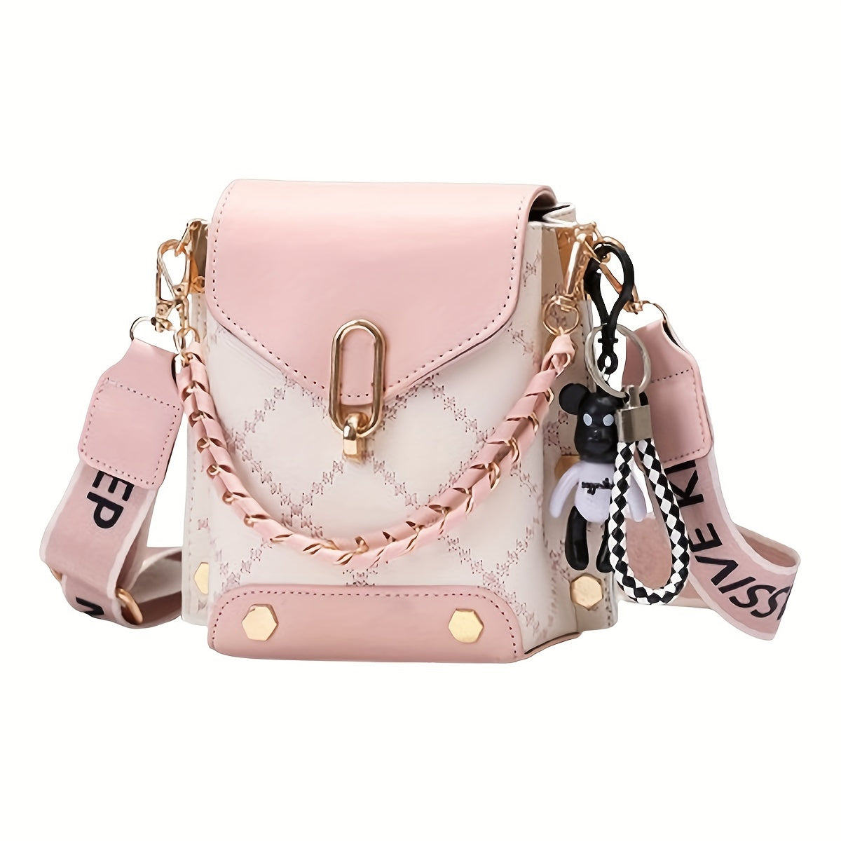 Fashion Mini Plaid Crossbody Bag - Chic Patchwork With Detachable Strap, Adjustable Wide Shoulder Strap, Flap Closure, Chain Decor, Classic Design - Perfect For Daily Use, Travel, And Work