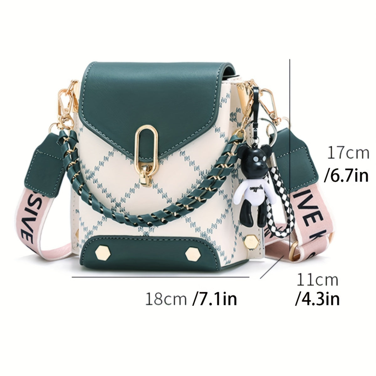 Fashion Mini Plaid Crossbody Bag - Chic Patchwork With Detachable Strap, Adjustable Wide Shoulder Strap, Flap Closure, Chain Decor, Classic Design - Perfect For Daily Use, Travel, And Work