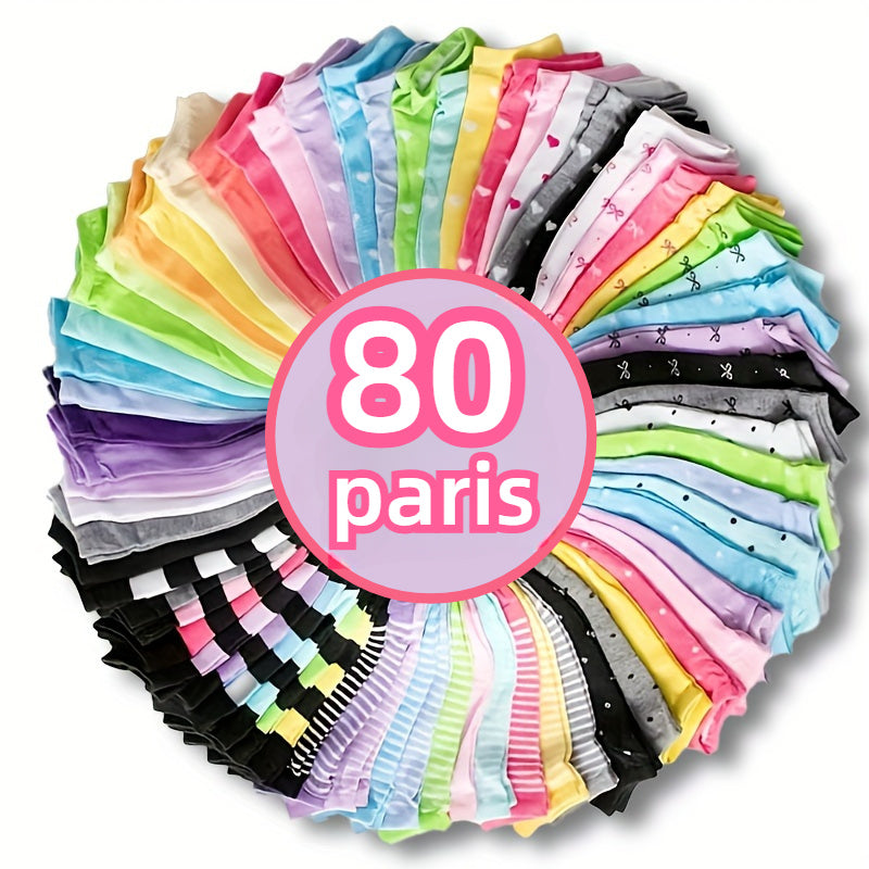 Women's Polyester Socks 20/40/60/80/100 Pairs - Striped Crew and Ankle Length, Comfortable Knit Fabric with Elastane for Stretch, Easy Machine Wash, Casual Multipack