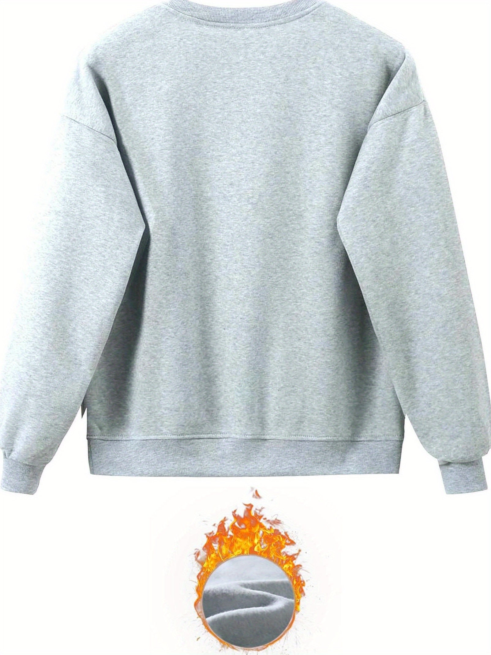 [Soft Texture] Women's Parisian Chic Letter Print Two-Piece Set - Cozy Gray Crew Neck Sweatshirt & Pants, 100% Polyester, Machine Washable, All-Season Comfort, Allseason Outfit|Parisian Chic Style|Cozy Material