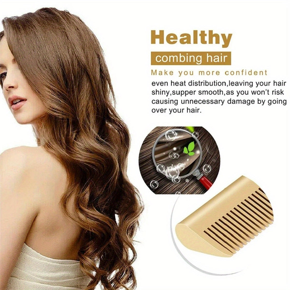 Portable Ceramic Hot Comb Hair Straightener & Curler – Copper Heat Press Styling Tool for Wet and Dry Hair, Beard, and Wigs – 110V, US Plug, Ergonomic Design with Comfort Grip