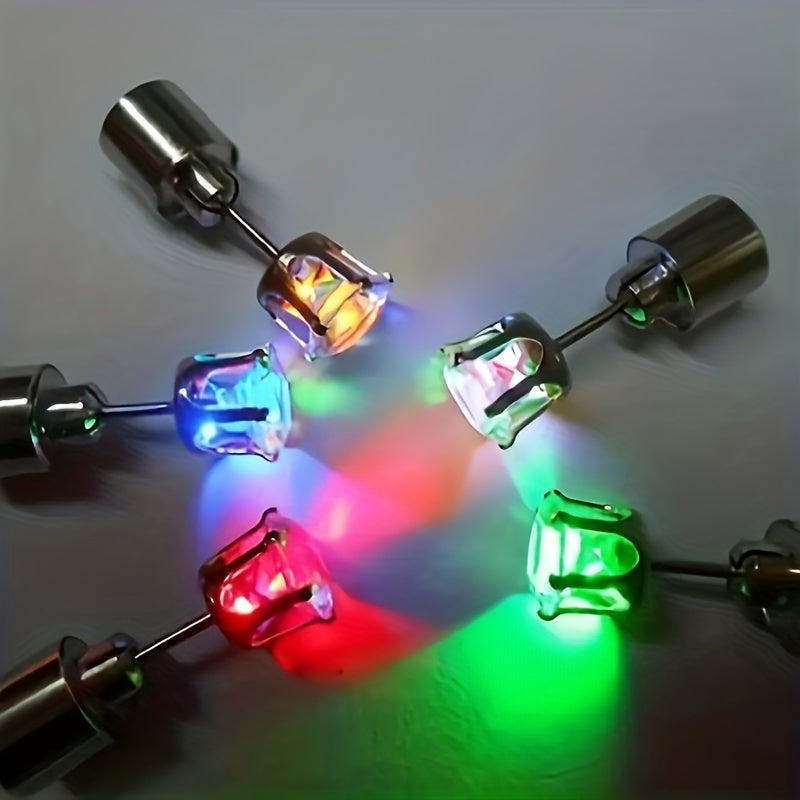 7 Colors Available Blue Pink Purple Green White Violet Orange Luminous Earrings, Men's LED Studs, Women's Glowing Ear Tops, Halloween Gift for Boyfriend and Girlfriend One Pair