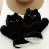 Charming Black Cat Plush Gloves for Women - Cozy & Warm Winter Accessory with Detachable Drawstring, Perfect for Casual Outings and Cycling
