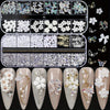 2pcs Luxurious Nail Art Decoration Kit with Sparkling Crystals & Pearls - Includes Aurora Butterfly, Flower, Bow Designs in Organizer Boxes - Ideal for DIY Nail Art & Crafts, Easy to Apply on Natural or Artificial Nails