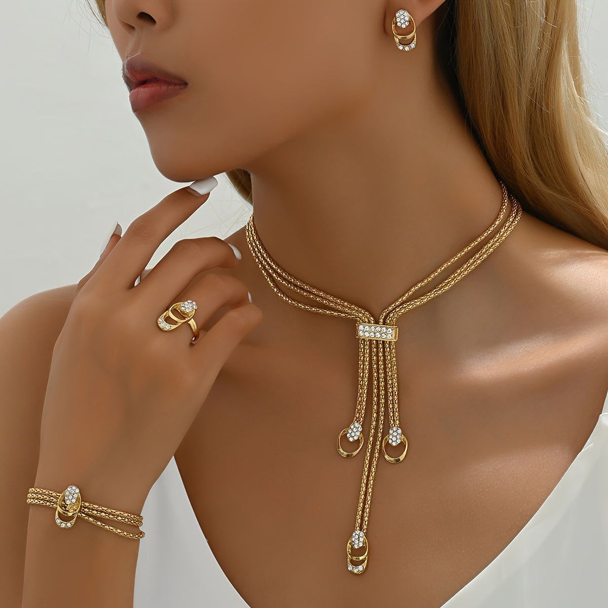 5pcs of Boho Chic fake jewelry Luxurious bride wedding party accessories classic everything
